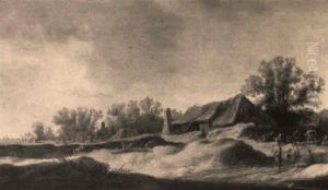 Paysage De La Campagne Hollandaise Avec Une Chaumiere by Pieter Nolpe