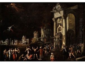 Brandszene Mit Figuren Brandszene Mit Figuren