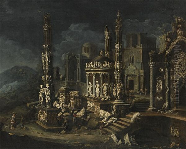 An Architectural Capriccio With A Group Of Figures - view 1
