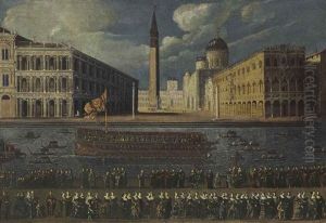 The Molo, Venice, From The Bacino Di San Marco, With The Departure Of The Bucintoro For The Lido On Ascension Day