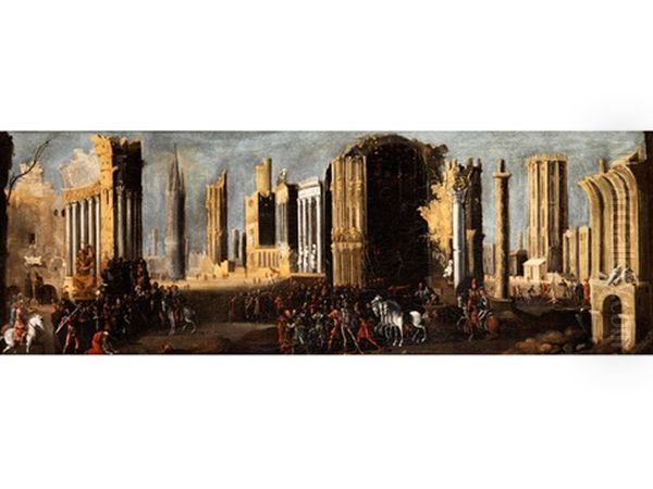 Ruinen Mit Figuren Und Dem Martyrium Des Heiligen Petrus Im Hintergrund - view 1
