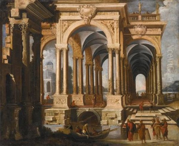 An Architectural Capriccio With Christ And Disciples - view 1