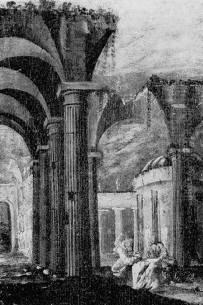 Classical Ruins With Christ And The Woman Of Samaria - view 1