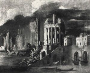 Architettura Fantastica Con Veduta Di Porto by Francois de Nome
