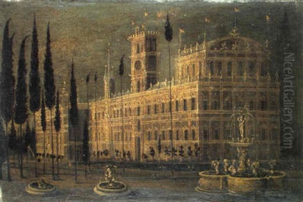 Veduta Di Palazzo Con Giardino E Fontana - view 1