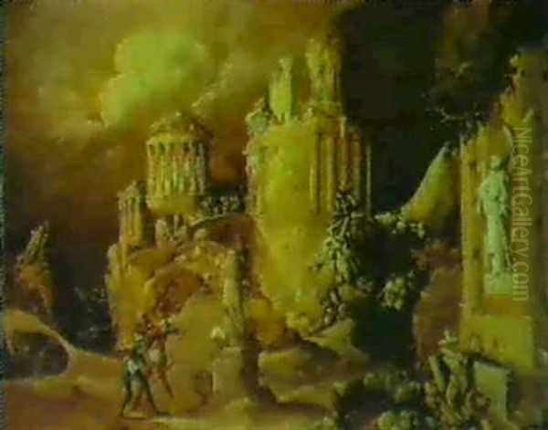 Architectural Fantasy With Warring Figures - view 1