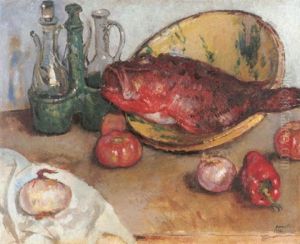 Stilleben Mit Fisch, Zwiebeln Und Paprika