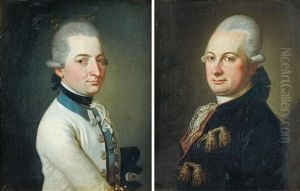 Portraits De Gentilshommes En Buste (pair) by Donat Nonotte