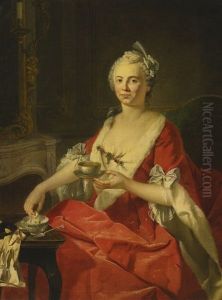 Portrait Of A Woman Taking Tea by Donat Nonotte