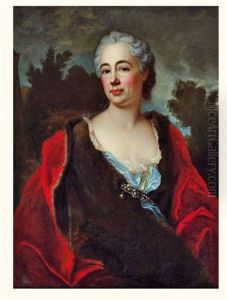Portrait De Femme Au Manteau Rouge by Donat Nonotte