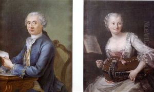 Portrait De Mademoiselle Perrache? (+ Portrait De Jean Philibert Pre Du Machard?; Pair) by Donat Nonotte