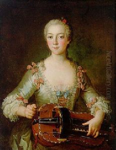 Portrait Of A Lady, Half-length, Playing A Hurdy Gurdy Portrait Of A Lady, Half-length, Playing A Hurdy Gurdy