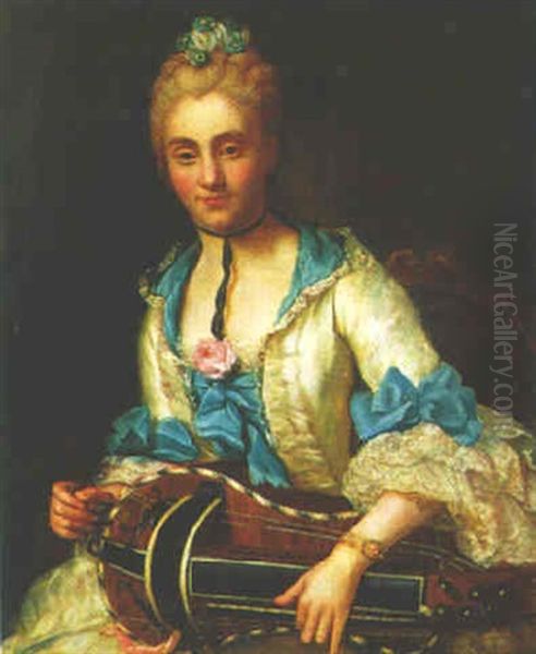 Femme De Qualite Jouant De La Vielle - view 1