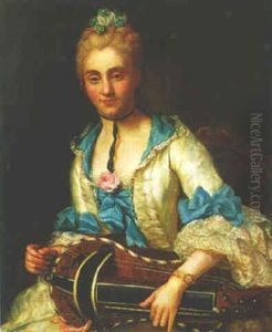 Femme De Qualite Jouant De La Vielle by Donat Nonotte