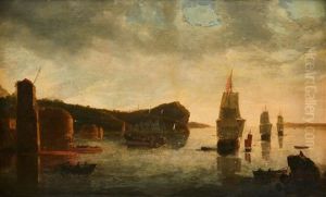 Scene With Ships By A Port by Jan van Noordt