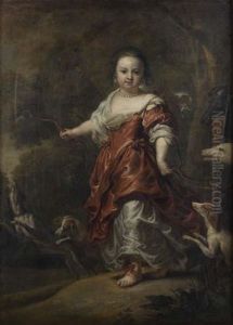 Portrait De Jeune Fille En Diane Chasseresse by Jan van Noordt