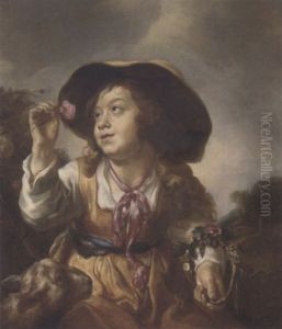 A Young Shepherdess With A Wreath Of Flowers A Young Shepherdess With A Wreath Of Flowers