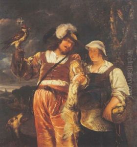 Un Fauconnier Et Sa Femme De Retour De La Chasse