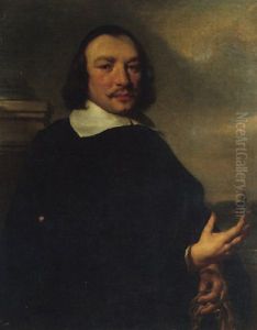 Portrait Of A Gentleman, Holding Gloves, A View Of A Dutch Town Beyond