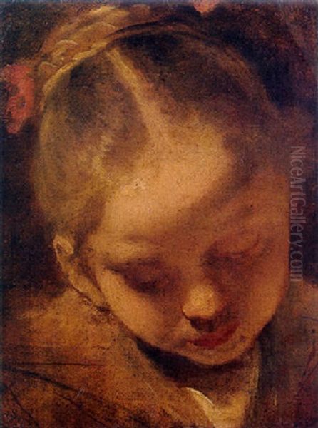 A Girl, Head And Shoulders, Looking Down - view 1