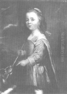 Portrait Of A Boy In A Blue Dress With His Dog Portrait Of A Boy In A Blue Dress With His Dog