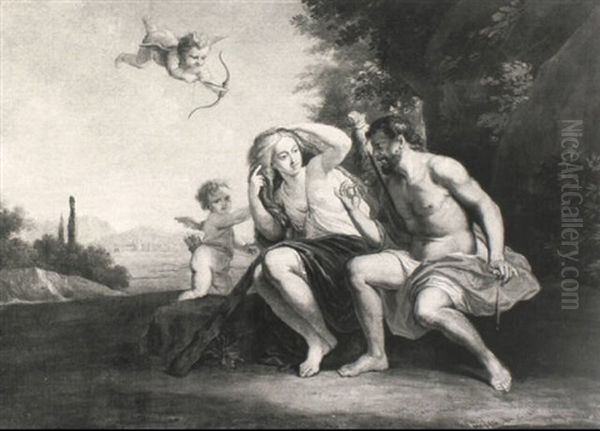 Hercules And Omphale With Putti - view 1