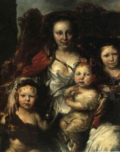 Portrait D'une Mere Entouree De Ses Enfants