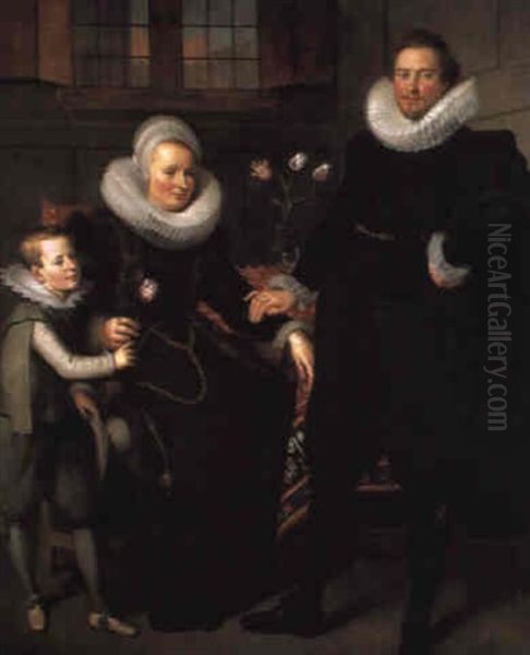A Group Portrait Of A Family, Full Length, In An Interior - view 1