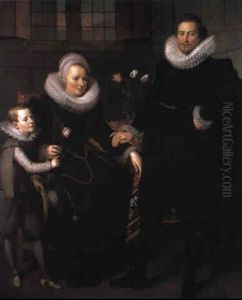 Group Portrait Of A Family by Adam van Noort