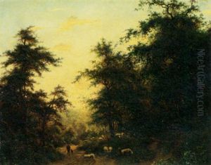 Shepherd With His Flock by Gijsberus Nonus Op Ten Noort