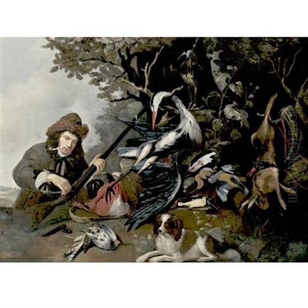 Still Life Of Game And A Hunter In A Landscape - view 1