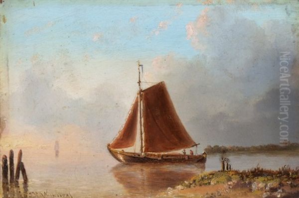 Marine Mit Segelboot Im Abendlicht - view 1