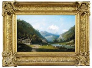 Flusslandschaft Im Gebirge Mit Blick Auf Das Mont-blanc-massiv by Jacobus Hendricus Johannes Nooteboom