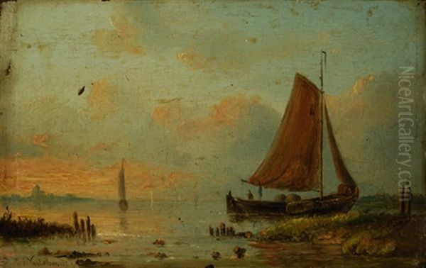 Sailboats In Front Of A Pier With A City On The Left - view 1
