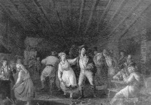 Scene De Danse Dans Une Auberge En Pologne by Jean-Pierre Norblin De La Gourdaine