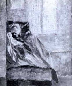 Interior Med Vilande Kvinna by Goesta Nordblad