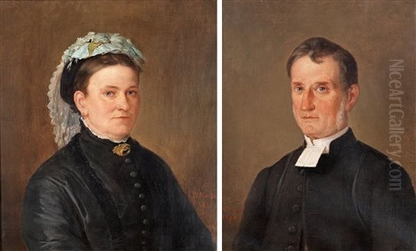 Kontraktsprosten I Konga Harad, Kyrkoherden I Tingsas Carl Gustaf Mozart (1825-1917) Och Hans Hustru Louise (1831-1911) (pair) - view 1