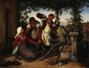 Don Quichotte. Ein Wirt, Umgeben Von Zwei Magden, Flost Dem Erschopften Ritter Wein Ein