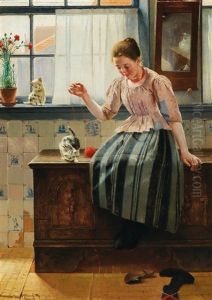 Playing With The Kitten by Henrik Nordenberg