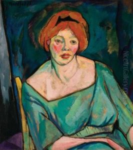 Portrait Of A Woman With Red Hair (woman With Orange Hair) by Bror Julius Olsson Nordfeldt