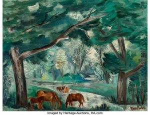 Grazing Horses by Bror Julius Olsson Nordfeldt