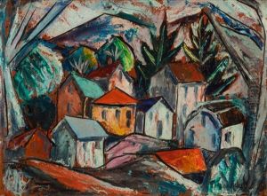 A Hillside Village by Bror Julius Olsson Nordfeldt