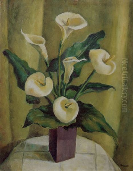 Calla Lilies In A Purple Vase - view 1