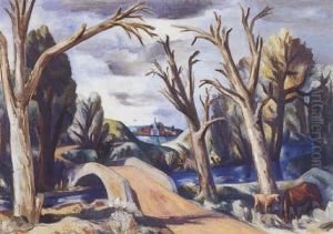 Bridge Across Stream by Bror Julius Olsson Nordfeldt