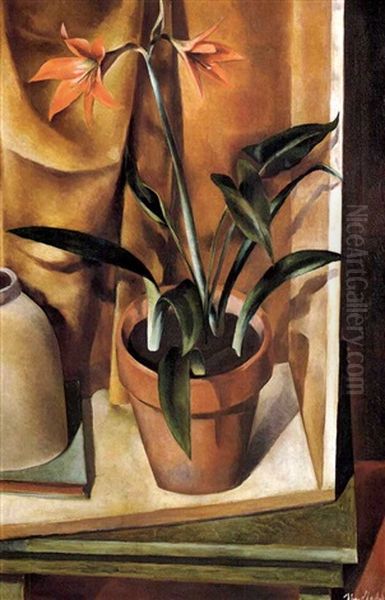 Fire Lilies In A Clay Pot - view 1