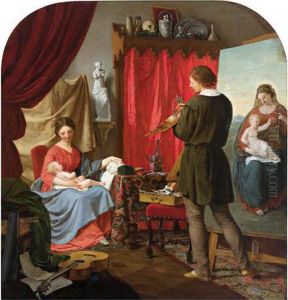 Familienidyll Im Atelier by Eduard Bitterlich