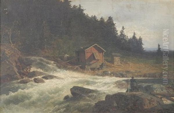 Fishing In The Rapids - view 1