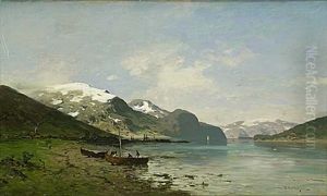 Fjordlandskap Med Fiskare by Axel Wilhelm Nordgren