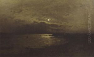Nachtliche Kuste Bei Vollmond by Axel Wilhelm Nordgren