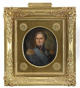 Portratt Av Karl Xiv Johan, Kladd I Uniform Med Serafimerordens Bla Band Portratt Av Karl Xiv Johan, Kladd I Uniform Med Serafimerordens Bla Band